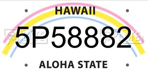5P58882 Hawaii License Plate