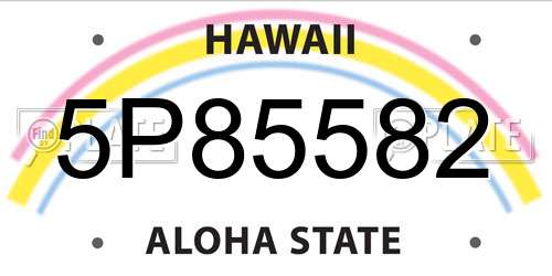 5P85582 Hawaii License Plate