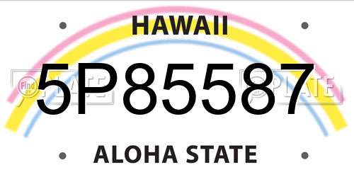 5P85587 Hawaii License Plate
