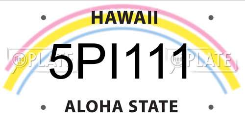 5PI111 Hawaii License Plate
