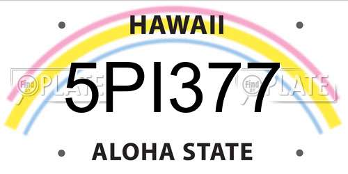 5PI377 Hawaii License Plate