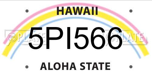 5PI566 Hawaii License Plate
