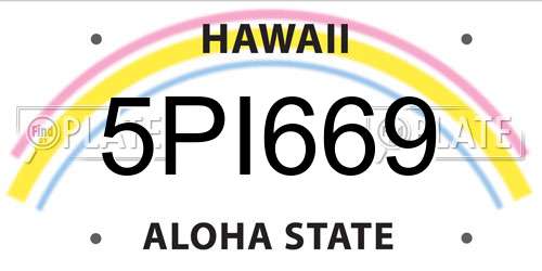 5PI669 Hawaii License Plate