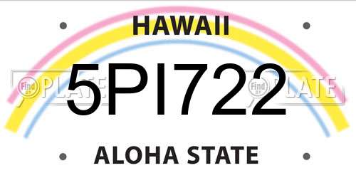 5PI722 Hawaii License Plate