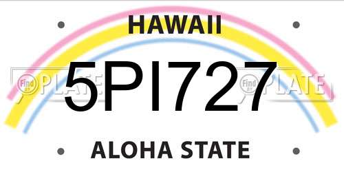 5PI727 Hawaii License Plate