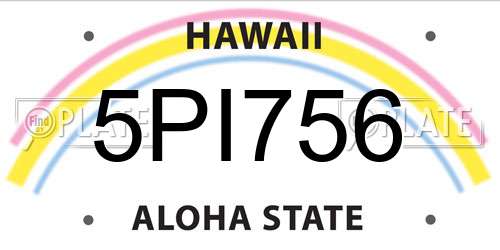 5PI756 Hawaii License Plate
