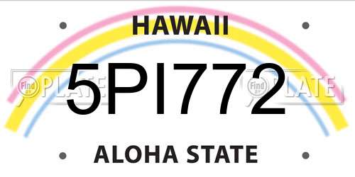5PI772 Hawaii License Plate
