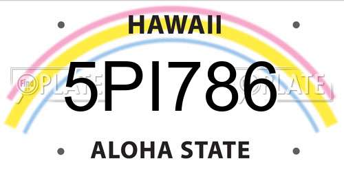 5PI786 Hawaii License Plate