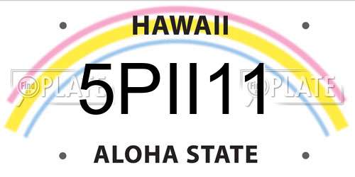 5PII11 Hawaii License Plate