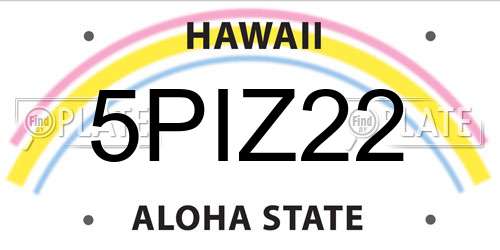 5PIZ22 Hawaii License Plate
