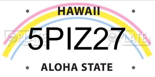 5PIZ27 Hawaii License Plate