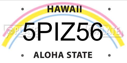 5PIZ56 Hawaii License Plate