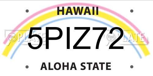 5PIZ72 Hawaii License Plate