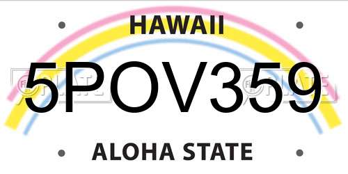 5POV359 Hawaii License Plate