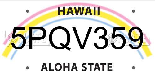 5PQV359 Hawaii License Plate