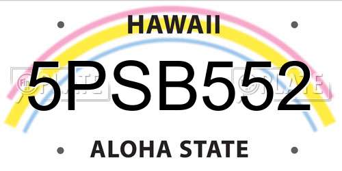 5PSB552 Hawaii License Plate