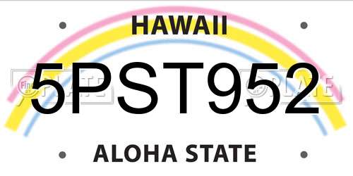 5PST952 Hawaii License Plate