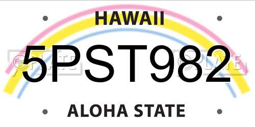 5PST982 Hawaii License Plate