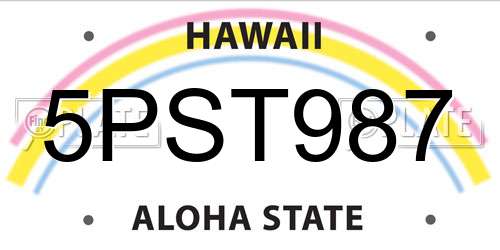 5PST987 Hawaii License Plate