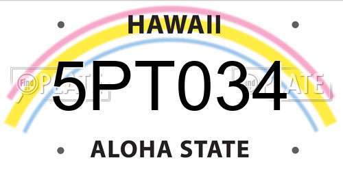 5PT034 Hawaii License Plate