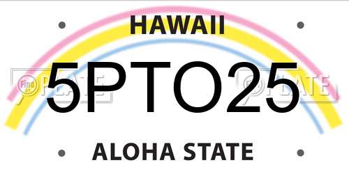 5PTO25 Hawaii License Plate