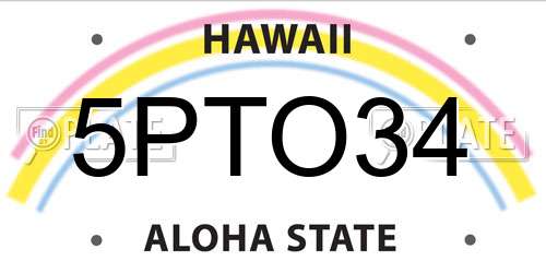 5PTO34 Hawaii License Plate