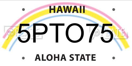 5PTO75 Hawaii License Plate