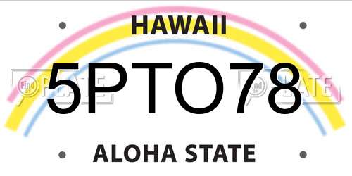 5PTO78 Hawaii License Plate