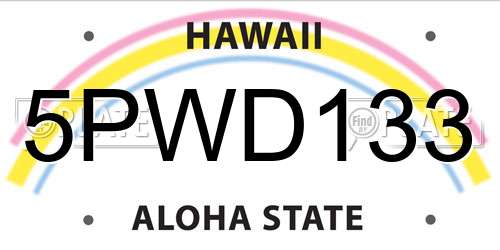 5PWD133 Hawaii License Plate