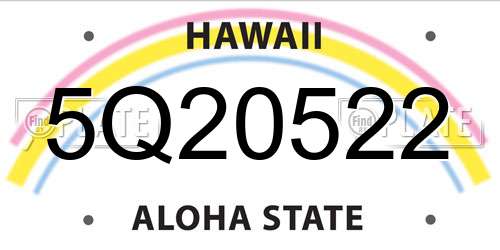5Q20522 Hawaii License Plate