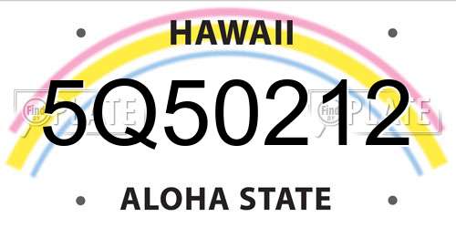 5Q50212 Hawaii License Plate