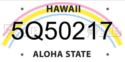 5Q50217 Hawaii License Plate