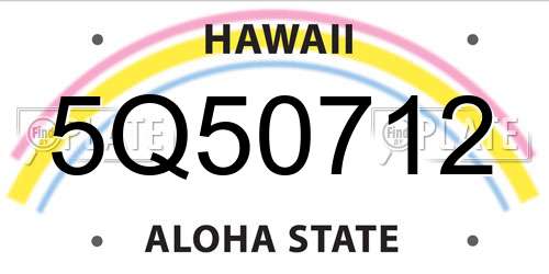 5Q50712 Hawaii License Plate