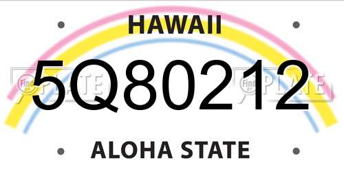 5Q80212 Hawaii License Plate