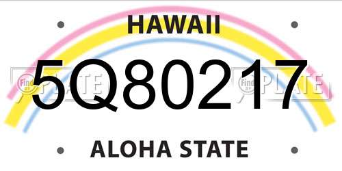 5Q80217 Hawaii License Plate
