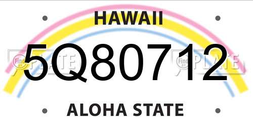 5Q80712 Hawaii License Plate