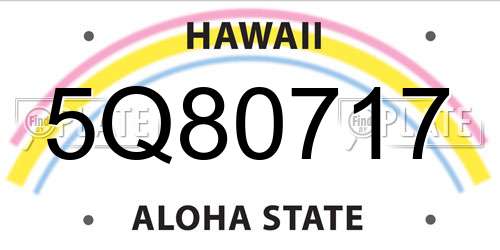 5Q80717 Hawaii License Plate