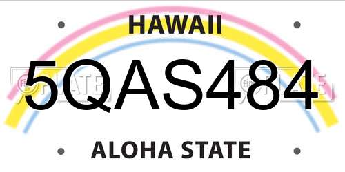 5QAS484 Hawaii License Plate