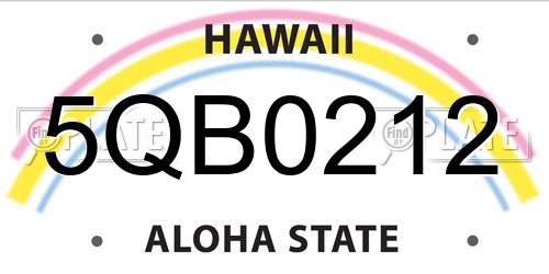 5QB0212 Hawaii License Plate