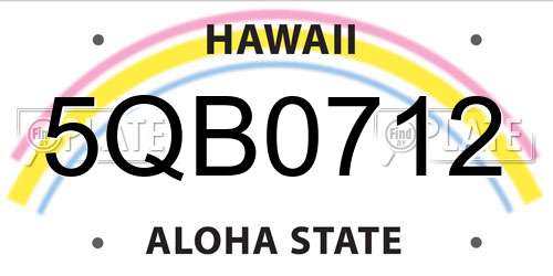 5QB0712 Hawaii License Plate