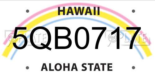 5QB0717 Hawaii License Plate