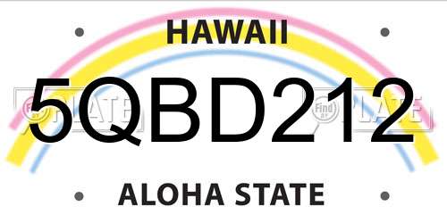 5QBD212 Hawaii License Plate