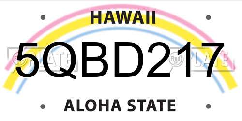 5QBD217 Hawaii License Plate