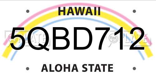 5QBD712 Hawaii License Plate