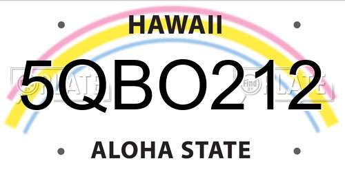 5QBO212 Hawaii License Plate