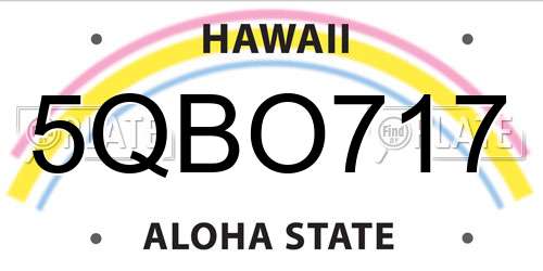 5QBO717 Hawaii License Plate