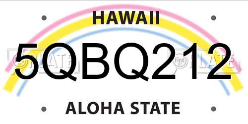 5QBQ212 Hawaii License Plate
