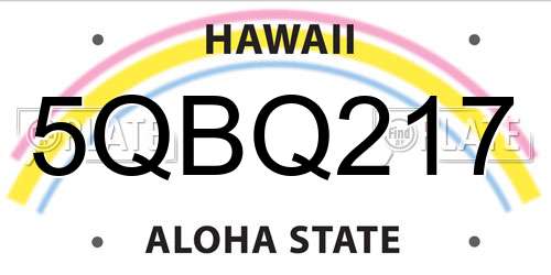 5QBQ217 Hawaii License Plate
