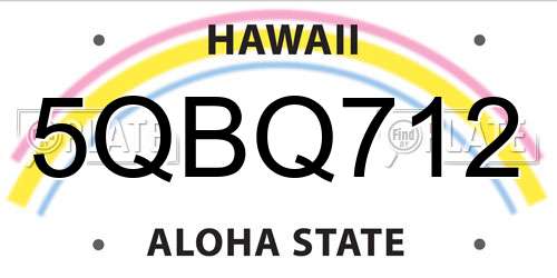 5QBQ712 Hawaii License Plate