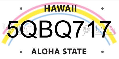5QBQ717 Hawaii License Plate